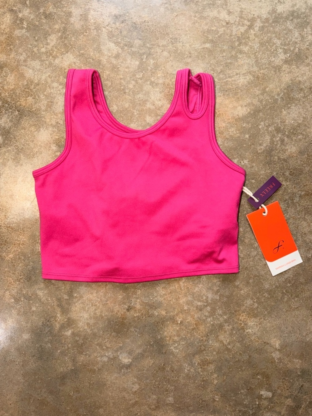 NWT Freely Pink Athletic Crop Tank Built In Bra Girls Medium School Sporty Dance